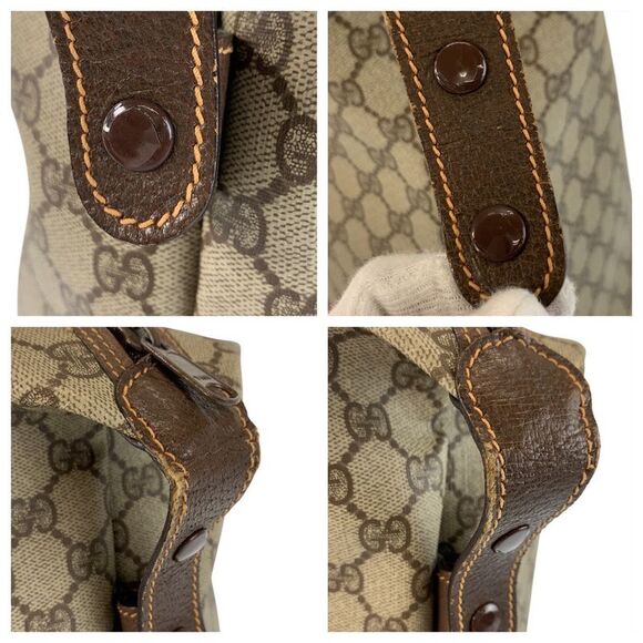 Gucci GG Supreme Canvas Leather Tote Boston Bag - Picture 6 of 10